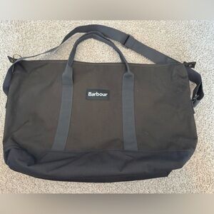 Barbour Canvas Travel Duffel Bag Black Large Weekender Shoulder Strap